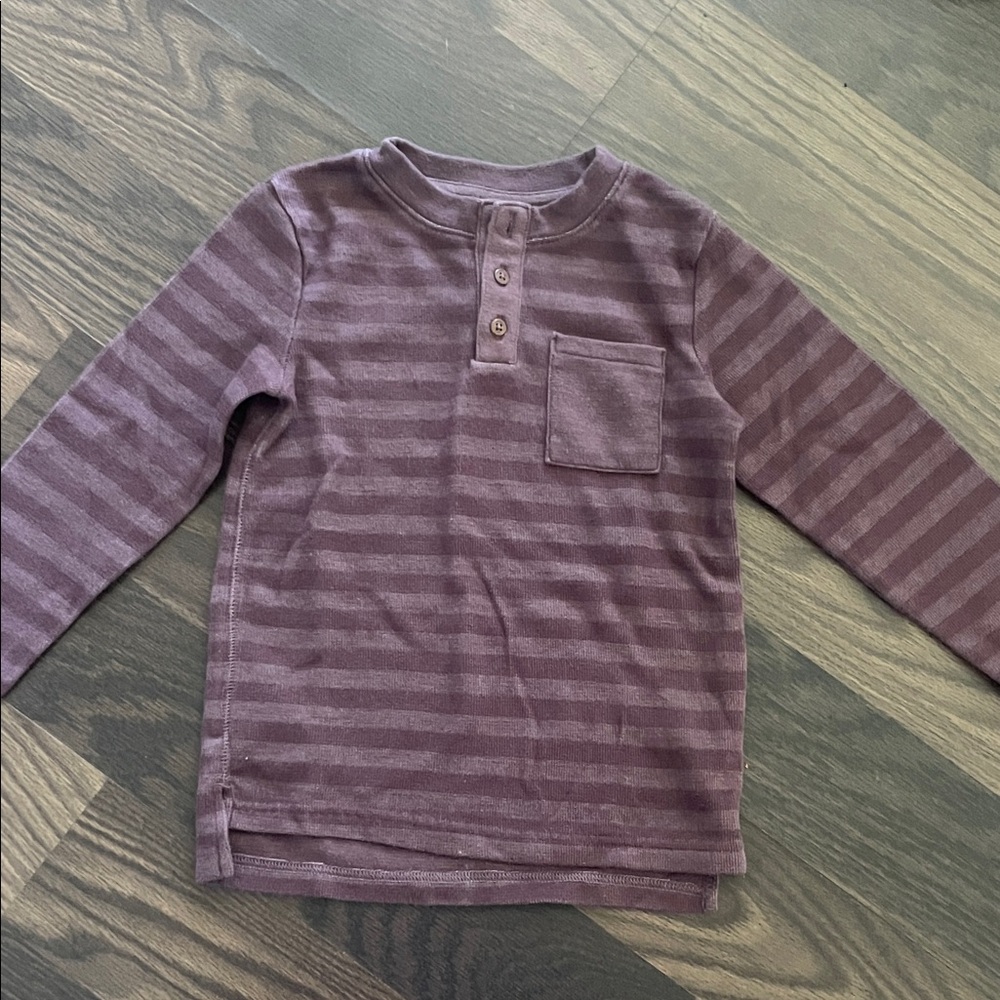 Striped Purple Kids Henley Shirt